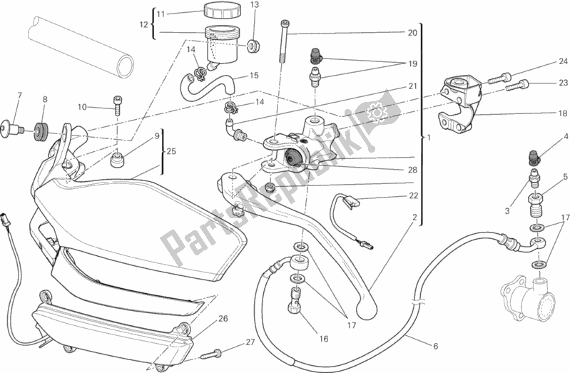 All parts for the Clutch Master Cylinder of the Ducati Multistrada 1200 S Touring Thailand 2014